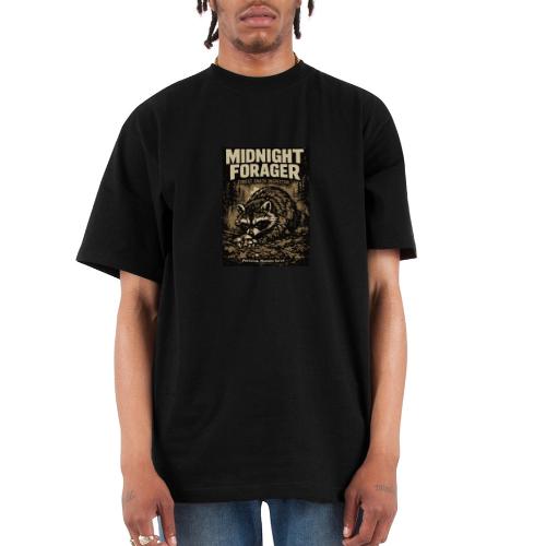 Midnight Forager Raccoon Mushroom Hunter - Unisex Oversized Heavyweight T-Shirt
