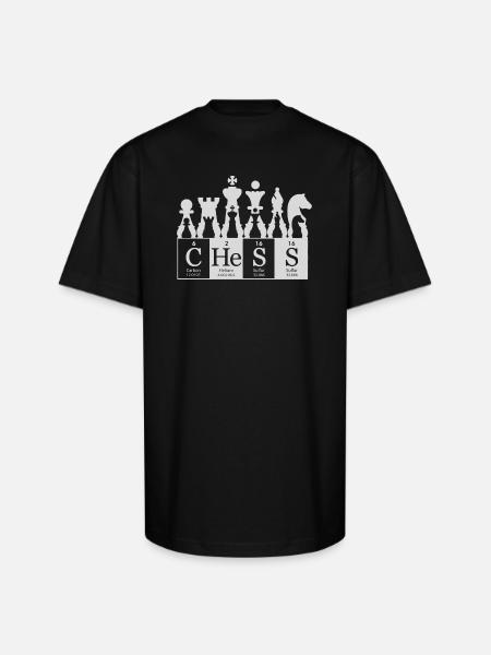 ChemChess Atomic Chessboard Periodic - Unisex Oversized Heavyweight T-Shirt - black