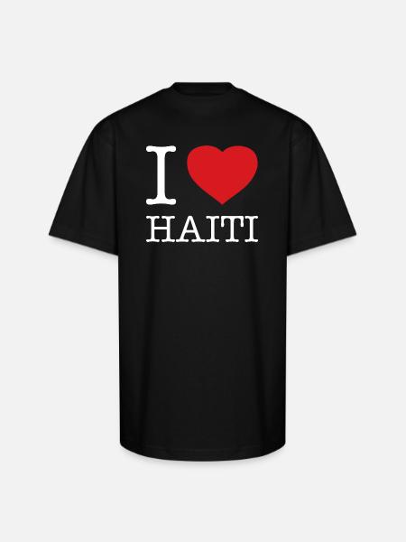 I LOVE HAITI - Unisex Oversized Heavyweight T-Shirt - black
