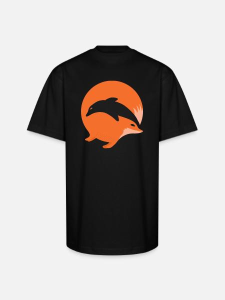 Fox or Dolphin in this fun optical illusion - Unisex Oversized Heavyweight T-Shirt - black