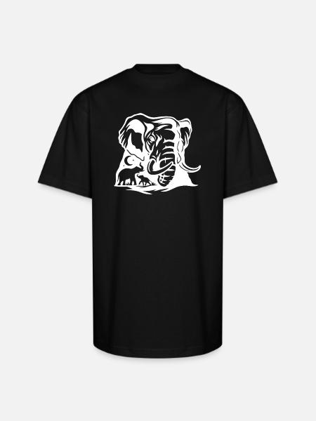 Bold Elephant Silhouette Art - Unisex Oversized Heavyweight T-Shirt - black
