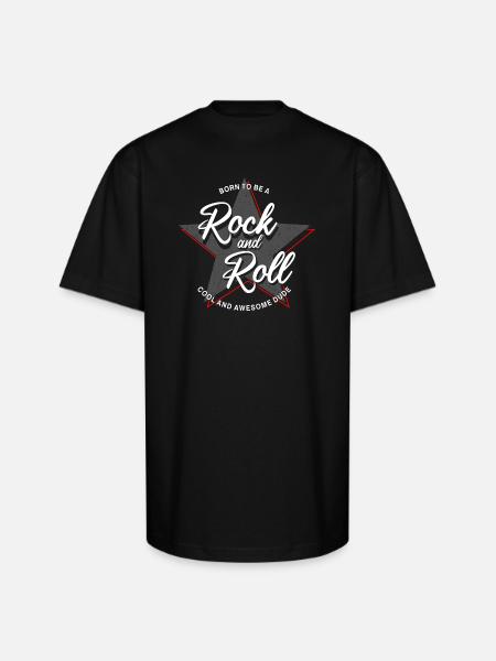 Born to Rock and Roll Star Design - Unisex Oversized Heavyweight T-Shirt - black