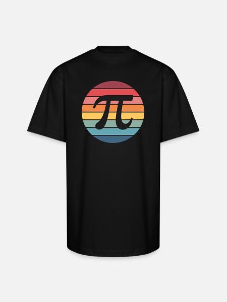 Retro Sunset Pi Emblem - Unisex Oversized Heavyweight T-Shirt - black