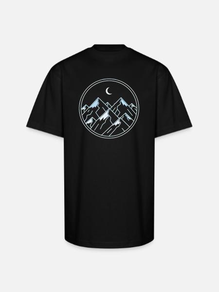 Moonlit Ice Alpine Peak - Unisex Oversized Heavyweight T-Shirt - black