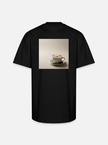 Morning Coffee Latte Art - Unisex Oversized Heavyweight T-Shirt - black