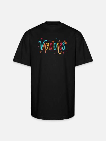 Vacaciones Rainbow Handletter - Unisex Oversized Heavyweight T-Shirt - black