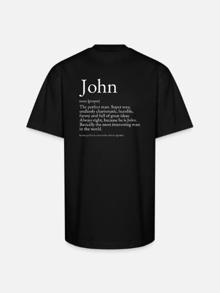 John Dictionary Definition Name John - Unisex Oversized Heavyweight T-Shirt - black