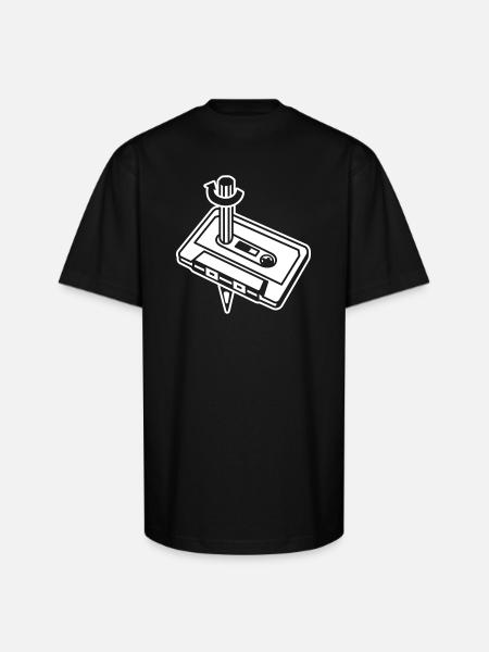 Unique Cassette Mixtape Relationship - Unisex Oversized Heavyweight T-Shirt - black
