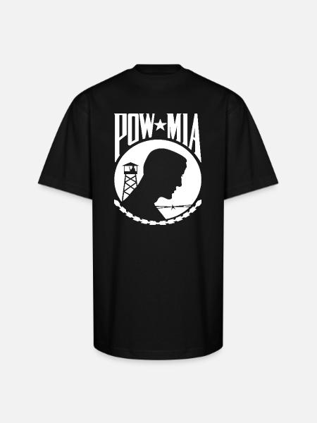 POW MIA Never Forget - Unisex Oversized Heavyweight T-Shirt - black