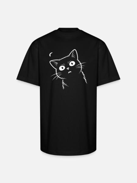 Surprised cat. - Unisex Oversized Heavyweight T-Shirt - black