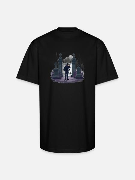 Gothic Cemetery Gate Photographer - Unisex Oversized Heavyweight T-Shirt - black