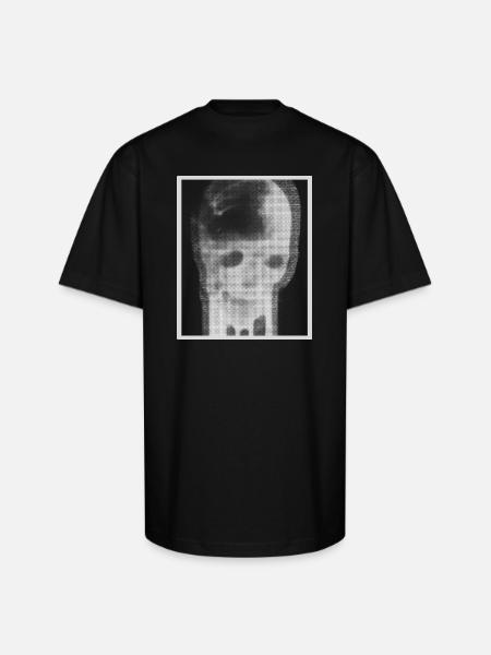 Monochrome Skull Halftone - Unisex Oversized Heavyweight T-Shirt - black
