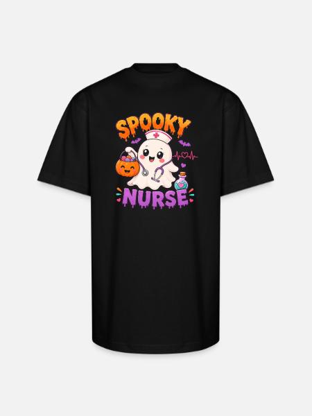 Spooky Nurse Halloween - Unisex Oversized Heavyweight T-Shirt - black