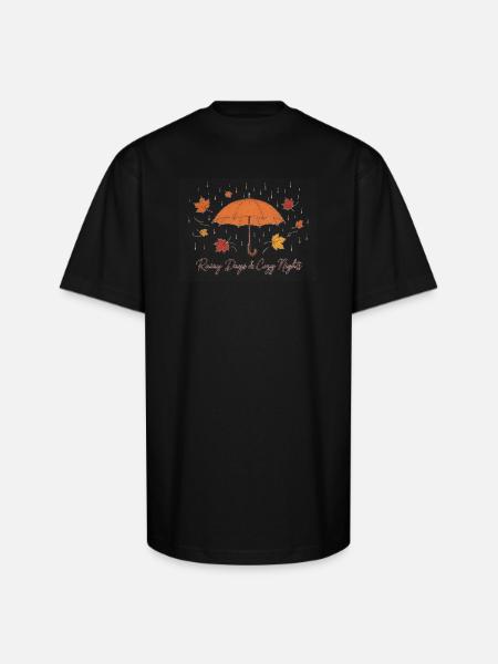 Rainy Days Cozy Nights Umbrella - Unisex Oversized Heavyweight T-Shirt - black