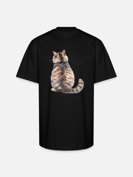 Funny Cat - Unisex Oversized Heavyweight T-Shirt - black