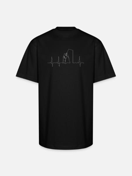 Heartbeat Peak Climber - Unisex Oversized Heavyweight T-Shirt - black