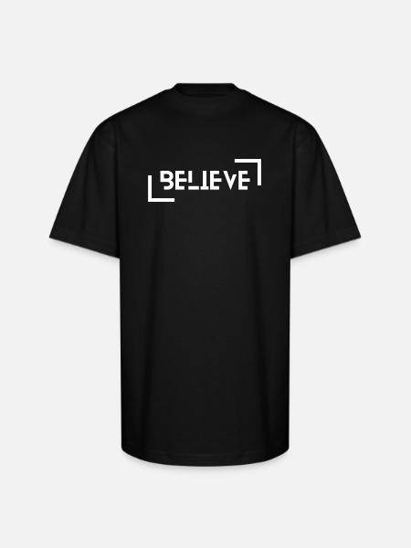 Believe-minimal-design - Unisex Oversized Heavyweight T-Shirt - black