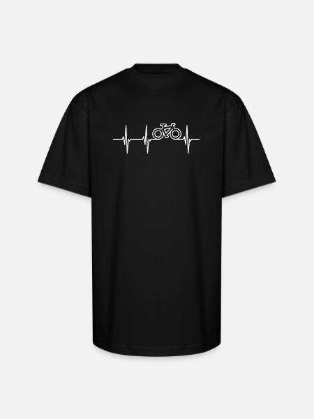 Heartbeat Biker ECG - Unisex Oversized Heavyweight T-Shirt - black