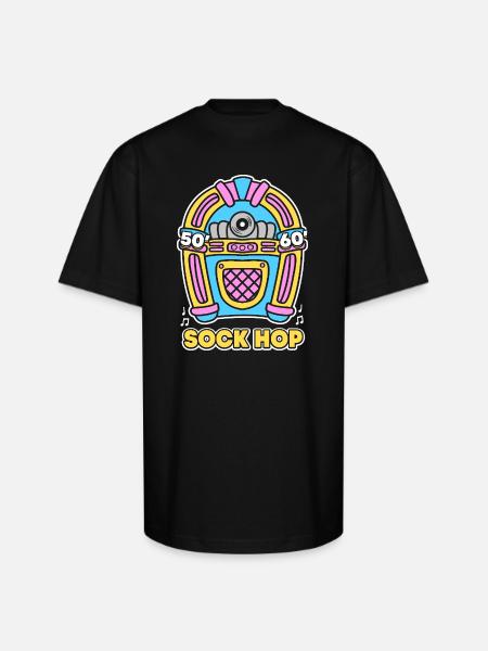 Jukebox 50s Sock Hop - Unisex Oversized Heavyweight T-Shirt - black