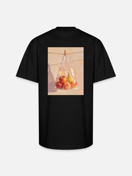 Sunlit Plastic Fruit Still Life - Unisex Oversized Heavyweight T-Shirt - black
