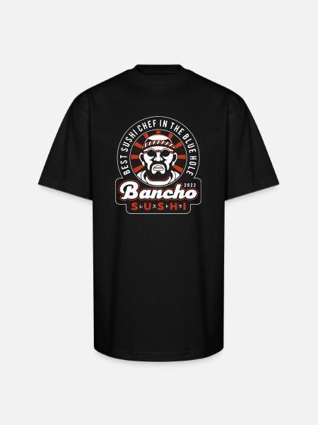 Sushi Chef Badge Sunburst - Unisex Oversized Heavyweight T-Shirt - black