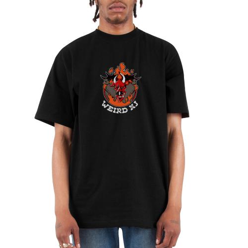 Wicked Jersey Devil with Flames & Tombstones - Unisex Oversized Heavyweight T-Shirt