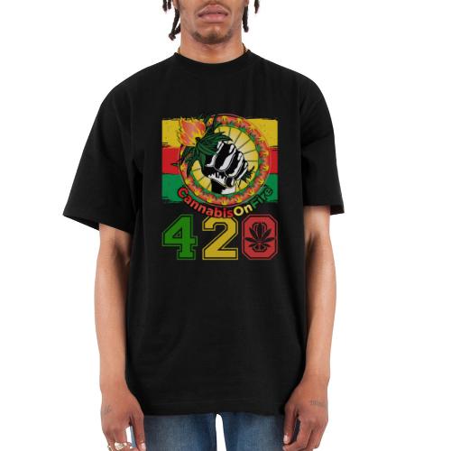 Antic 420 OnFire Herb Weed Marijuana Design - Unisex Oversized Heavyweight T-Shirt