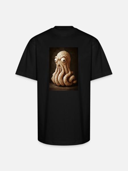 Peanut Octopus Madness - Unisex Oversized Heavyweight T-Shirt - black