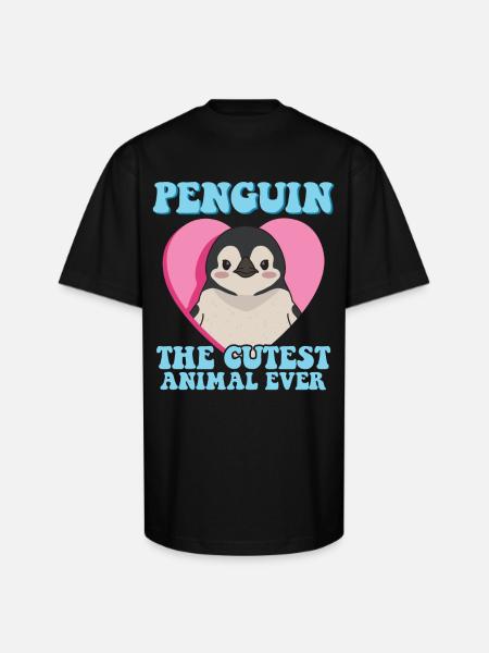 Penguin The Cutest Animal - Unisex Oversized Heavyweight T-Shirt - black