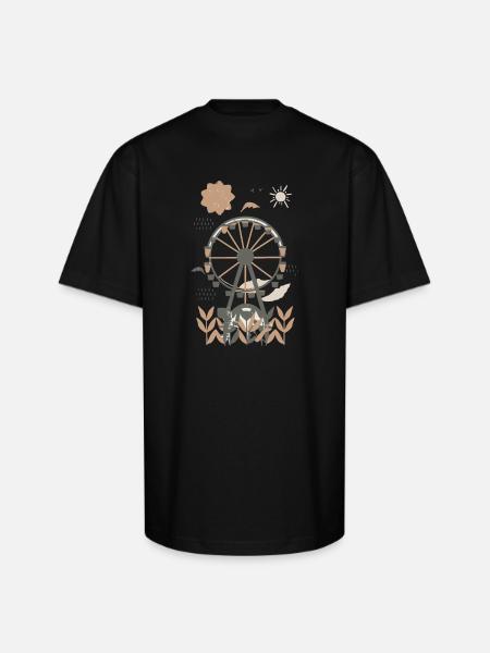 Abandoned Ferris Wheel Boho - Unisex Oversized Heavyweight T-Shirt - black