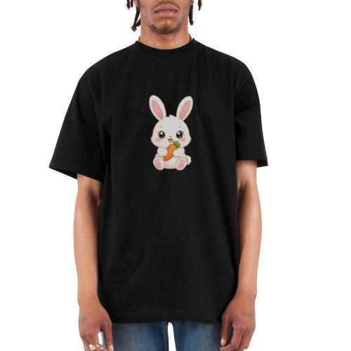 Cute Bunny Rabbit Holding Carrot – Kawaii Easter - Unisex Oversized Heavyweight T-Shirt