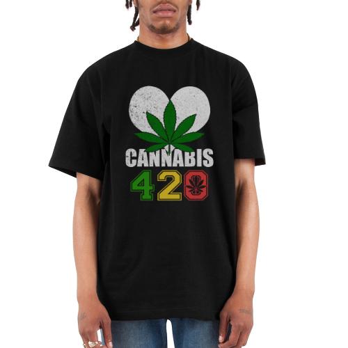 Sidesplitting 420 Love Herb Weed Marijuana Design - Unisex Oversized Heavyweight T-Shirt