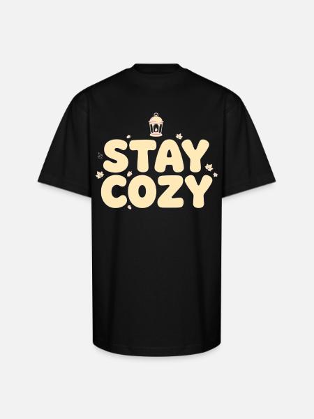 Stay Cozy Lantern Autumn - Unisex Oversized Heavyweight T-Shirt - black