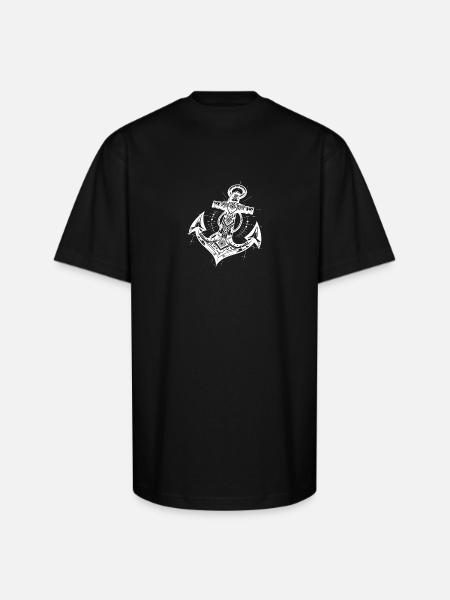 Eleganter Tattoo Style Anker - Unisex Oversized Heavyweight T-Shirt - black
