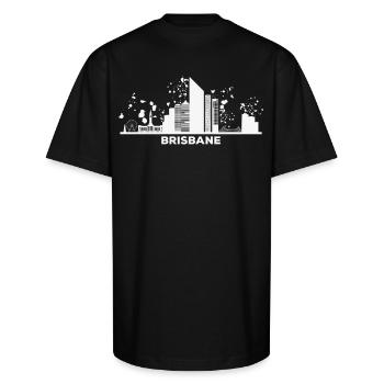 Brisbanites Skyline Brisbane - Unisex Oversized Heavyweight T-Shirt - black - Front - James (184cm)
