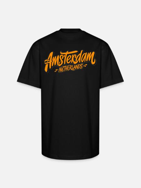 Amsterdam Netherlands Souvenir Charm - Unisex Oversized Heavyweight T-Shirt - black