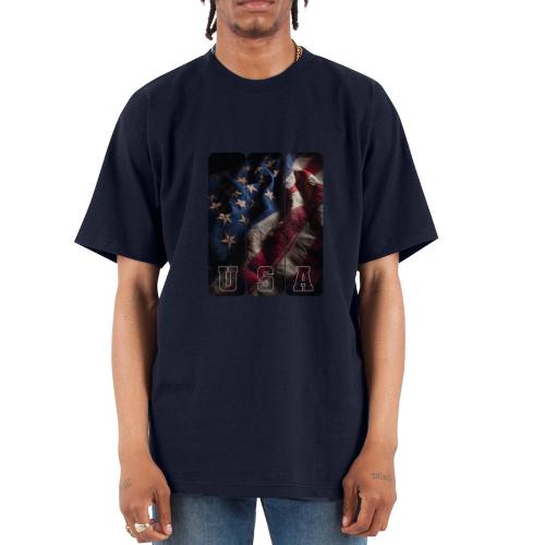 USA: Worn Stars and Stripes - Unisex Oversized Heavyweight T-Shirt