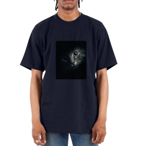 Cat Face in Shadow Close-Up Design - Unisex Oversized Heavyweight T-Shirt