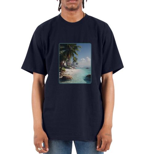 Tropical Beach Paradise Palm Design - Unisex Oversized Heavyweight T-Shirt