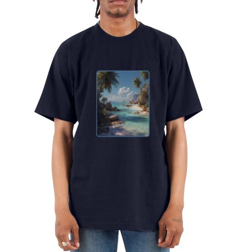 Tropical Island Paradise Ocean Design - Unisex Oversized Heavyweight T-Shirt