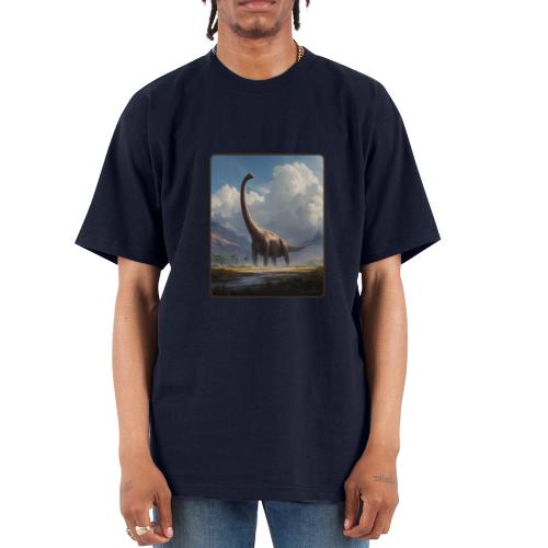 Brachiosaurus Valley Landscape Design - Unisex Oversized Heavyweight T-Shirt