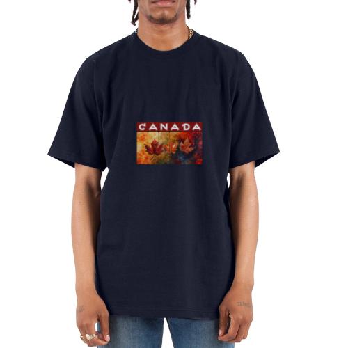Painted Canada Leaves - Unisex Oversized Heavyweight T-Shirt