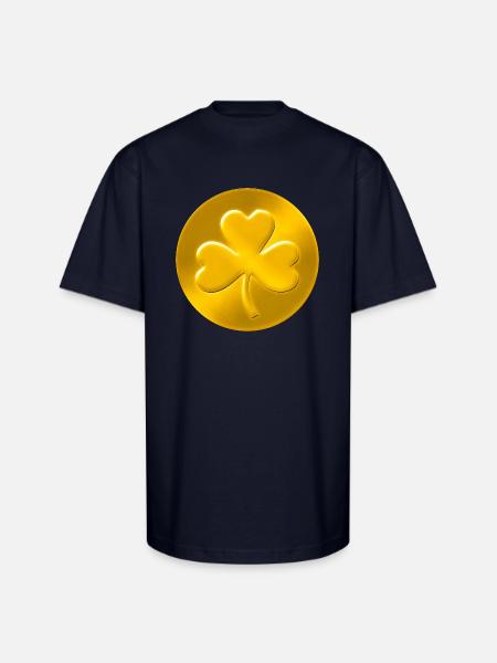 Lucky Shamrock Coin - Unisex Oversized Heavyweight T-Shirt - navy