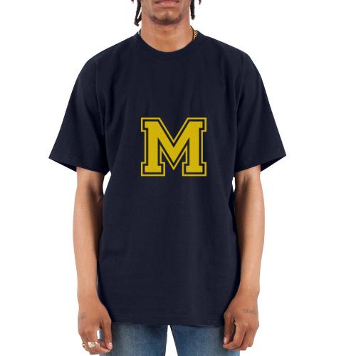 Letter M – Capital Athletic Alphabet Monogram - Unisex Oversized Heavyweight T-Shirt