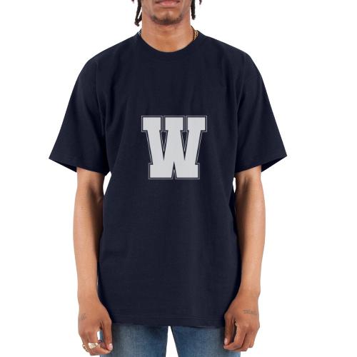 White Letter W – Varsity Alphabet Monogram - Unisex Oversized Heavyweight T-Shirt