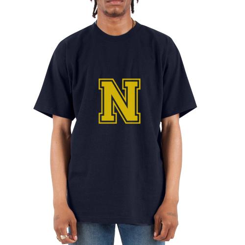 Letter N – Capital Athletic Alphabet Monogram - Unisex Oversized Heavyweight T-Shirt