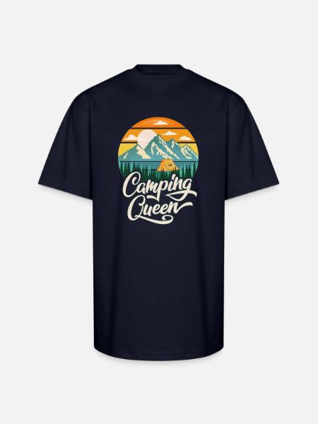 Camping Queen - Unisex Oversized Heavyweight T-Shirt - navy