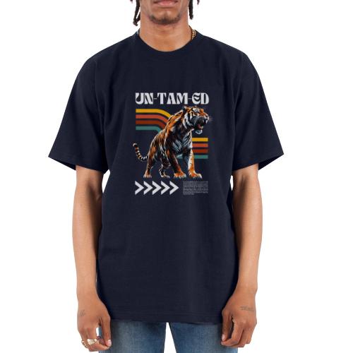 Unleash Your Wild Side: Fierce Tiger Print Design - Unisex Oversized Heavyweight T-Shirt