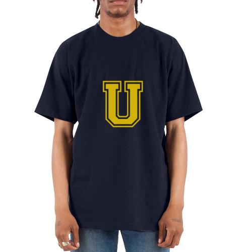 Letter U – Capital Athletic Alphabet Monogram - Unisex Oversized Heavyweight T-Shirt