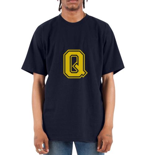 Letter Q – Capital Athletic Alphabet Monogram - Unisex Oversized Heavyweight T-Shirt